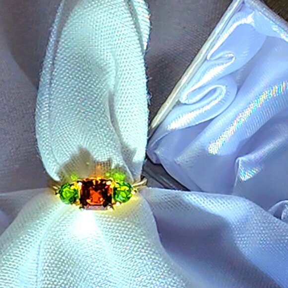 STUNNING Cherry Citrine and Chrome Diopside Silver Ring  1.50 ctw. - NWT - Picture 7 of 8